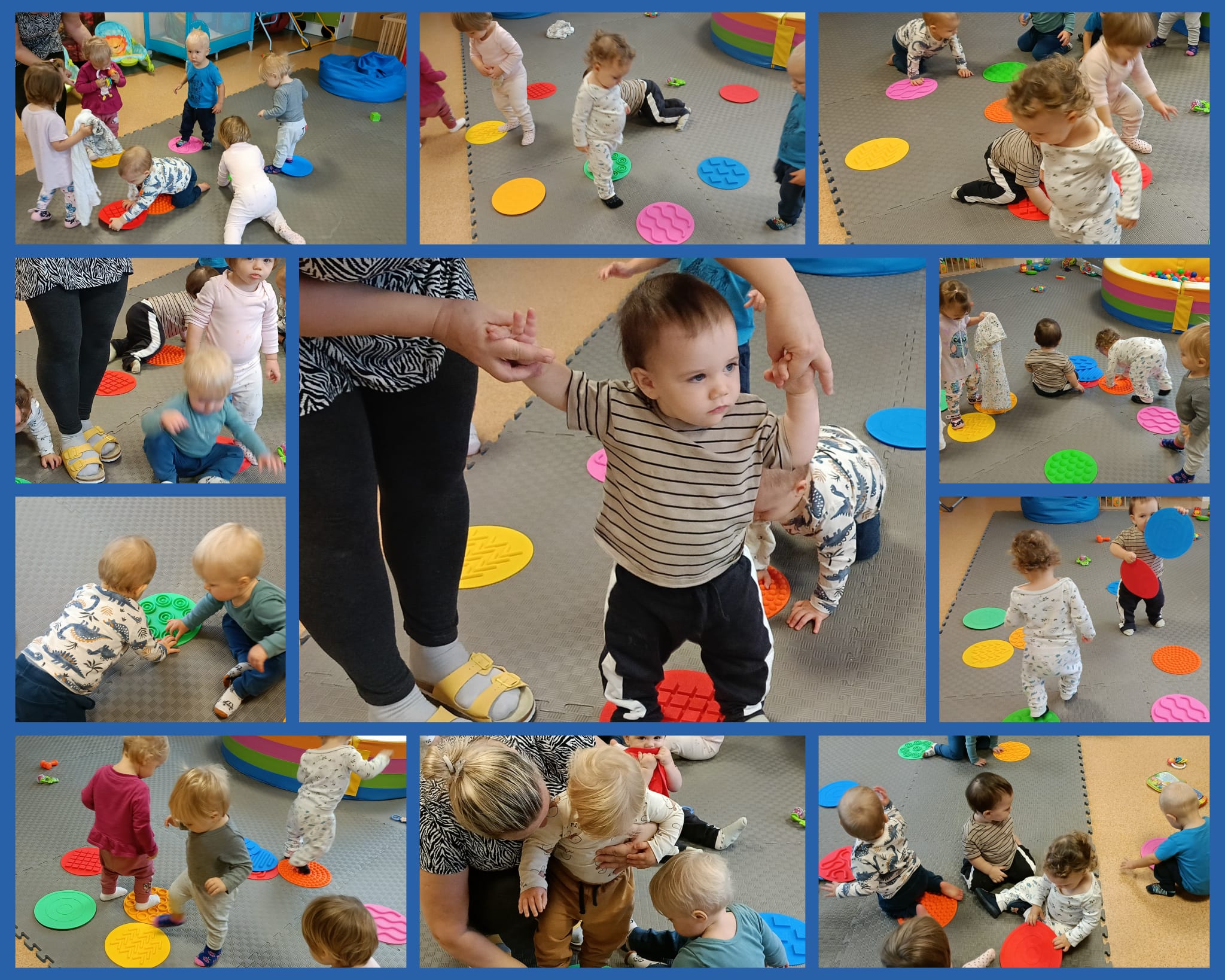 Dzieci uczestniczą w zabawach sensorycznych