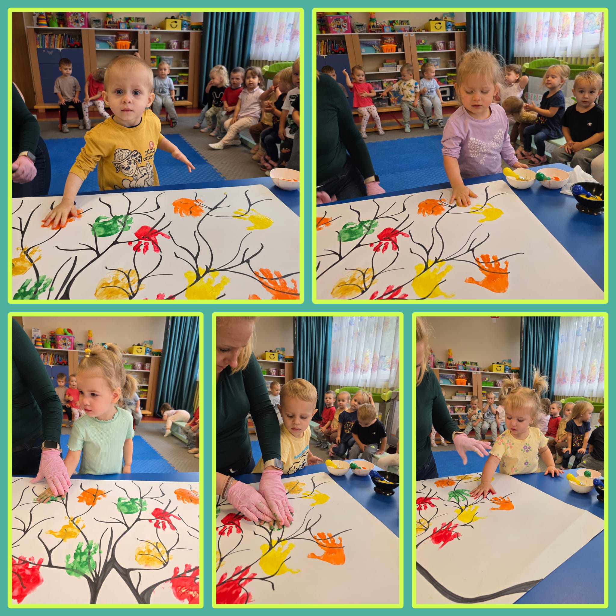 Dzieci odbijają czerwone rączki