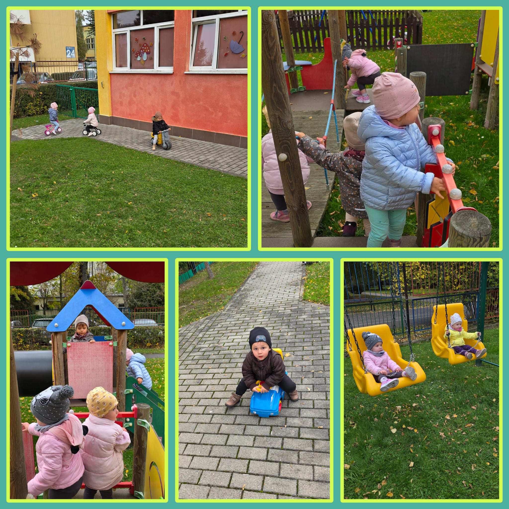 Maluszki korzystaja z ładnej pogody w ogrodzie