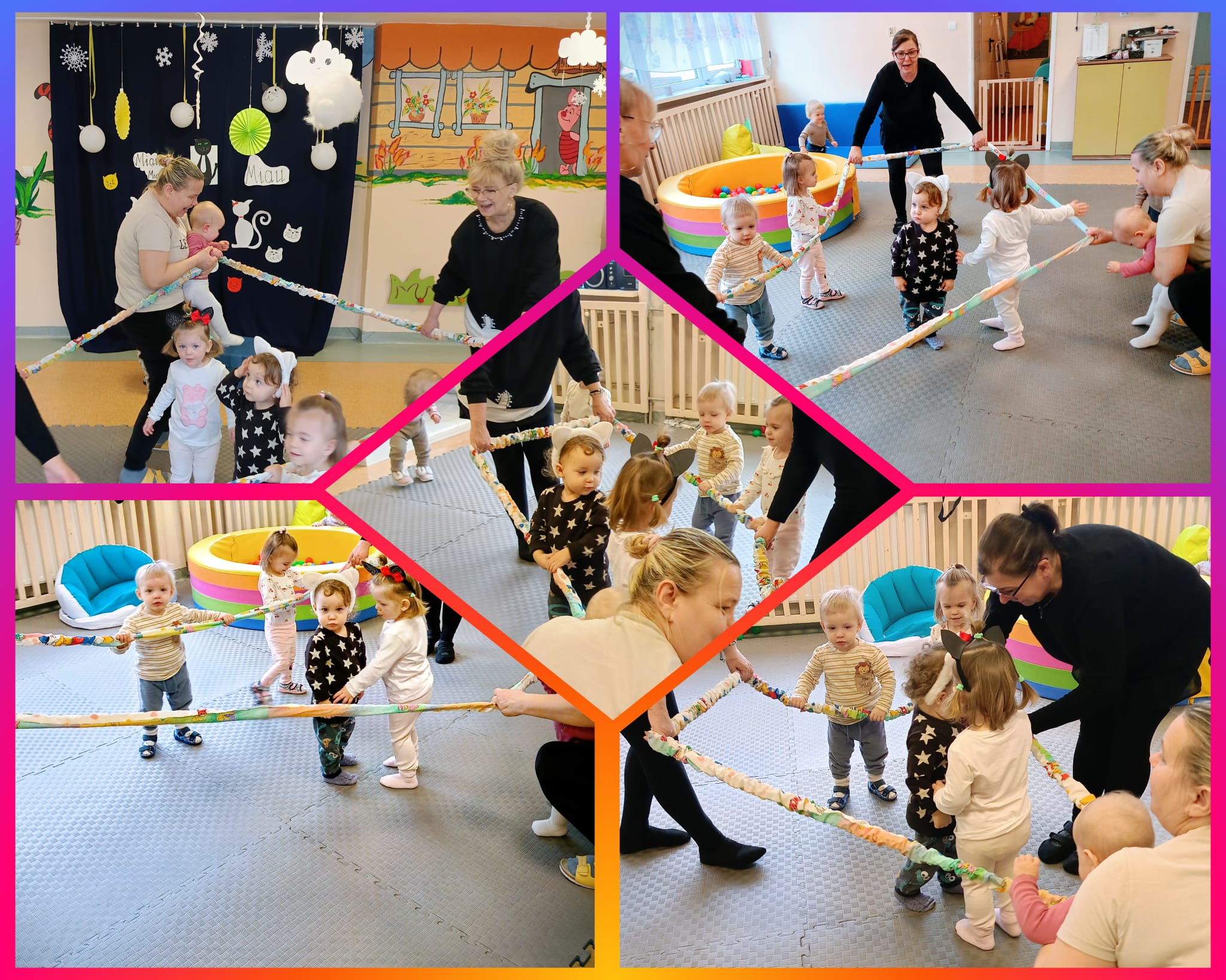 Maluszki tańczą przy gumie sensorycznej do piosenki