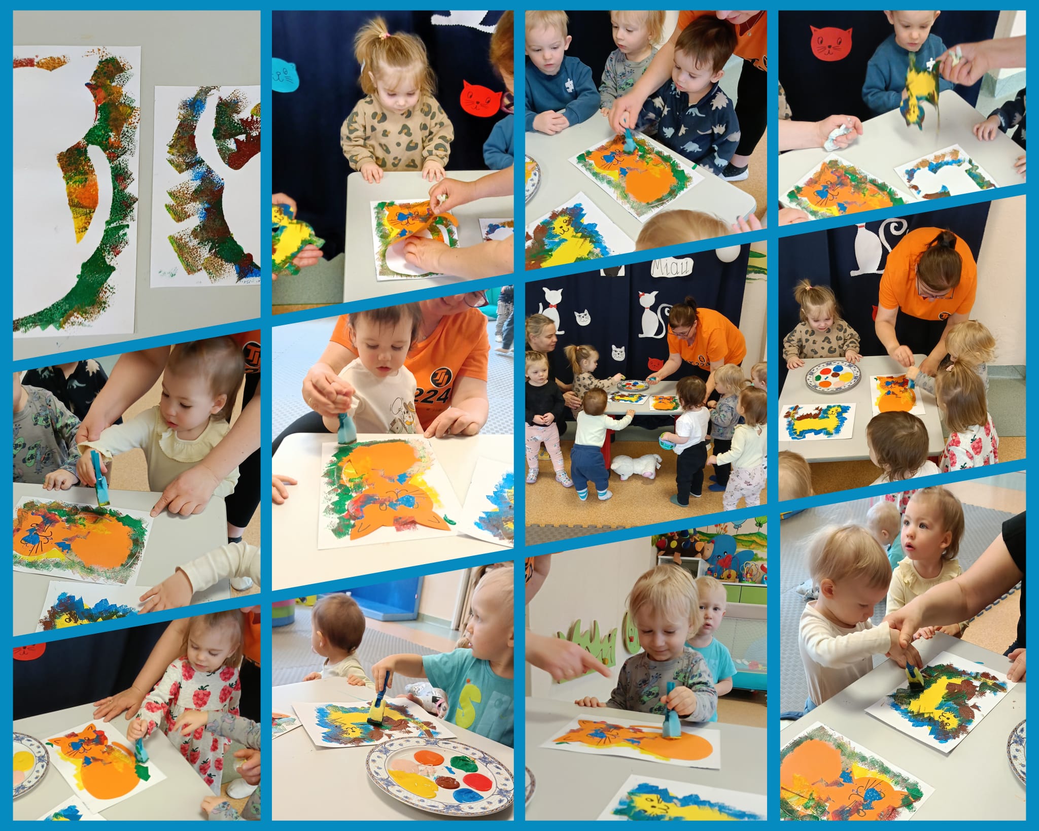 Dzieci wykonują pracę plastyczną pt Koci cień