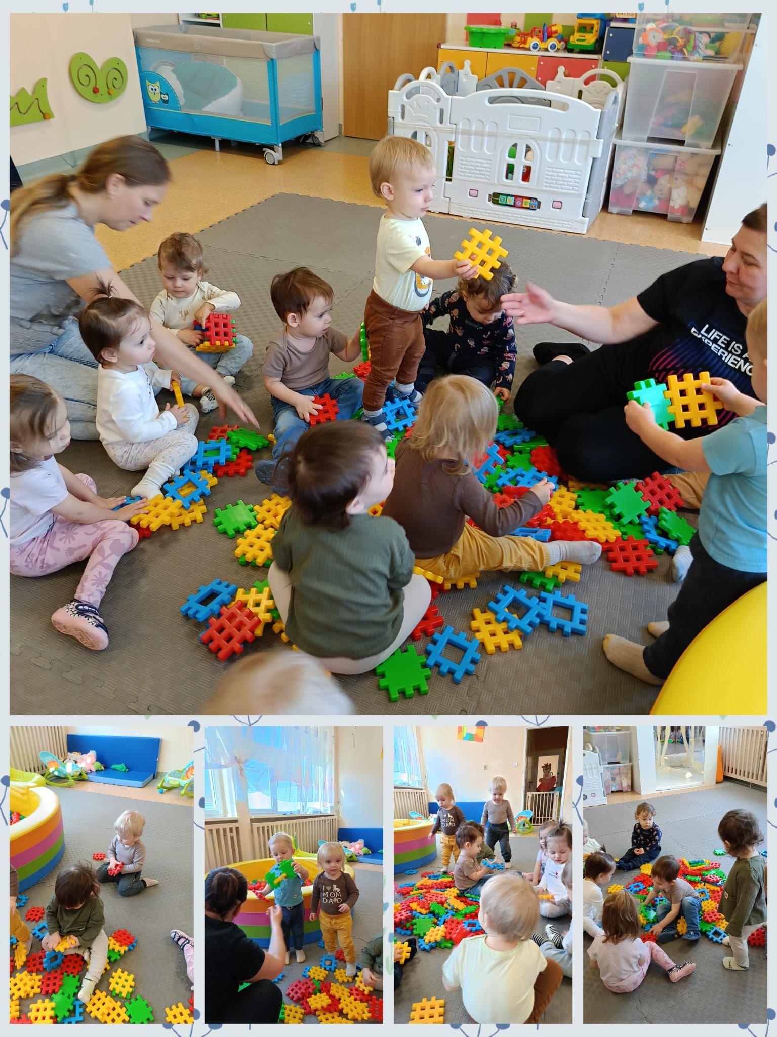 Dzieci bawią się klockami