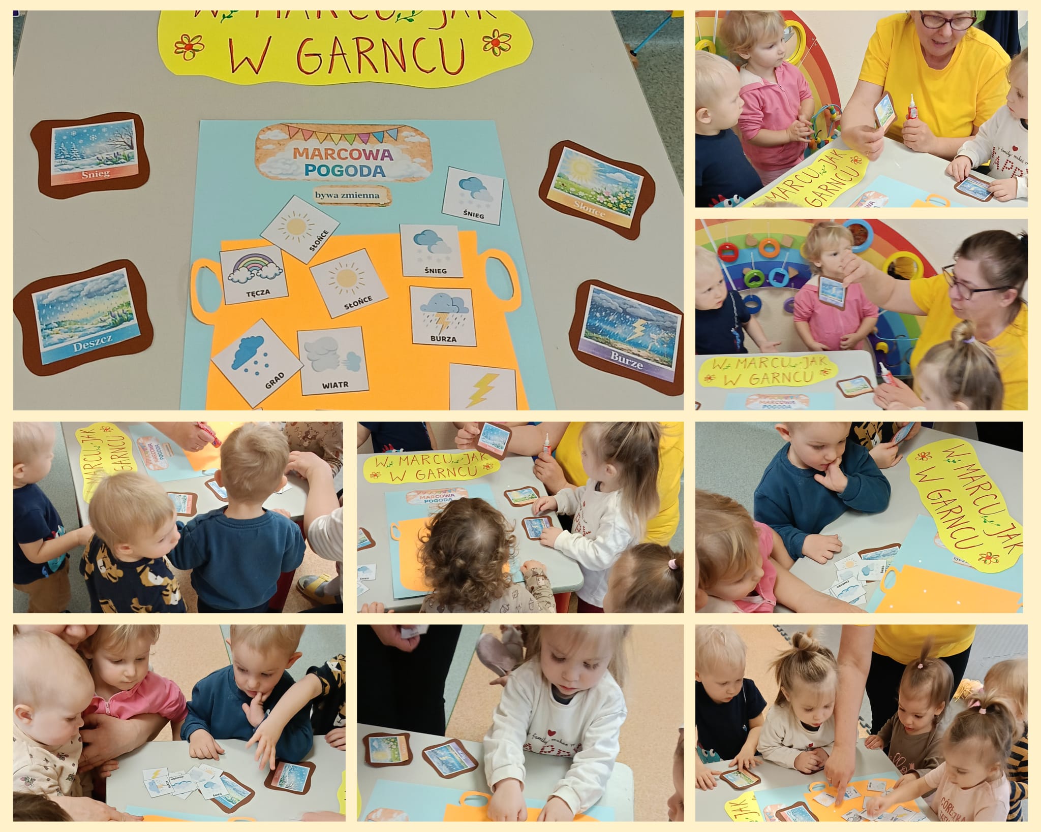 Maluszki wykonują pracę plastyczną pt Marcowy garnek.