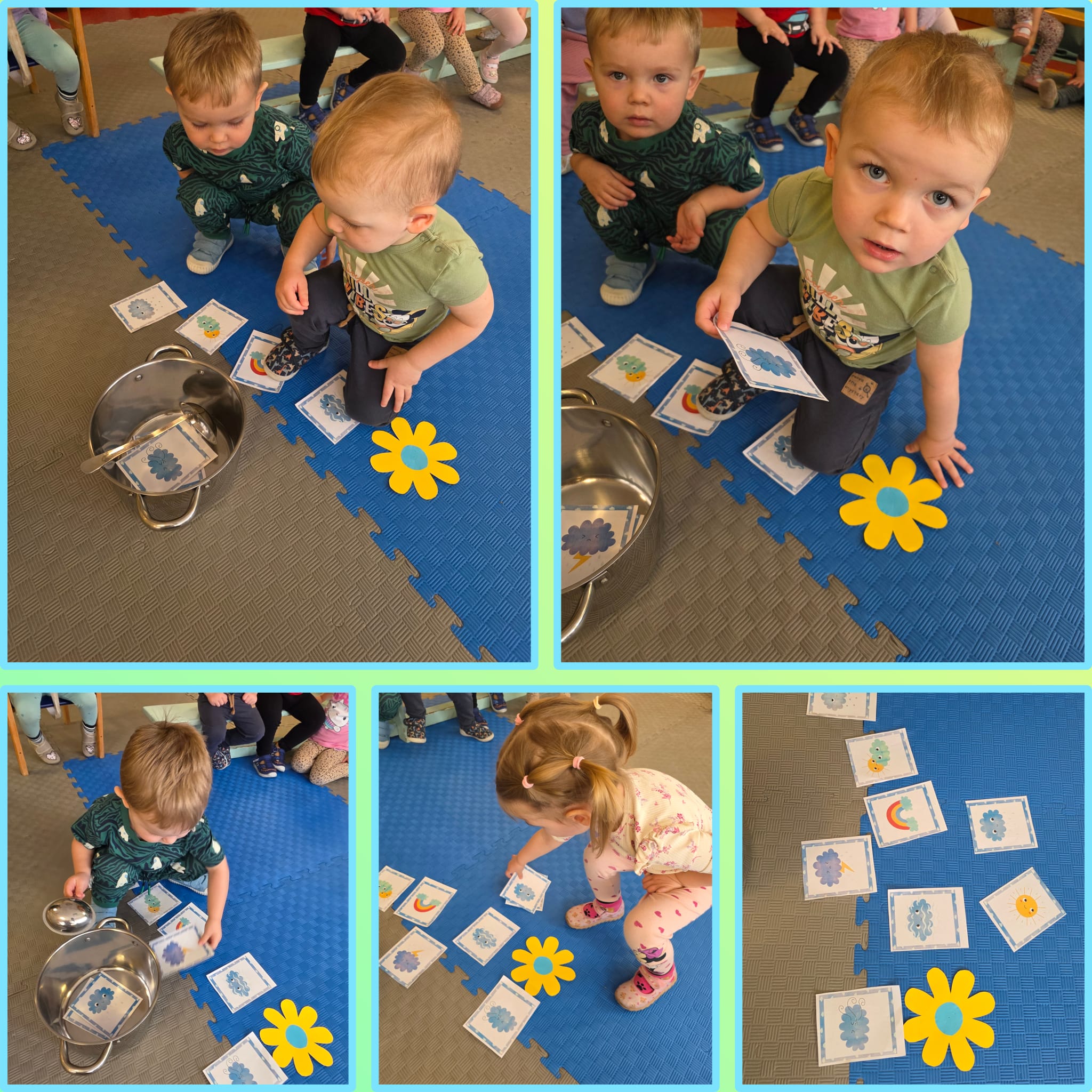 Dzieci układają memory pogodowe