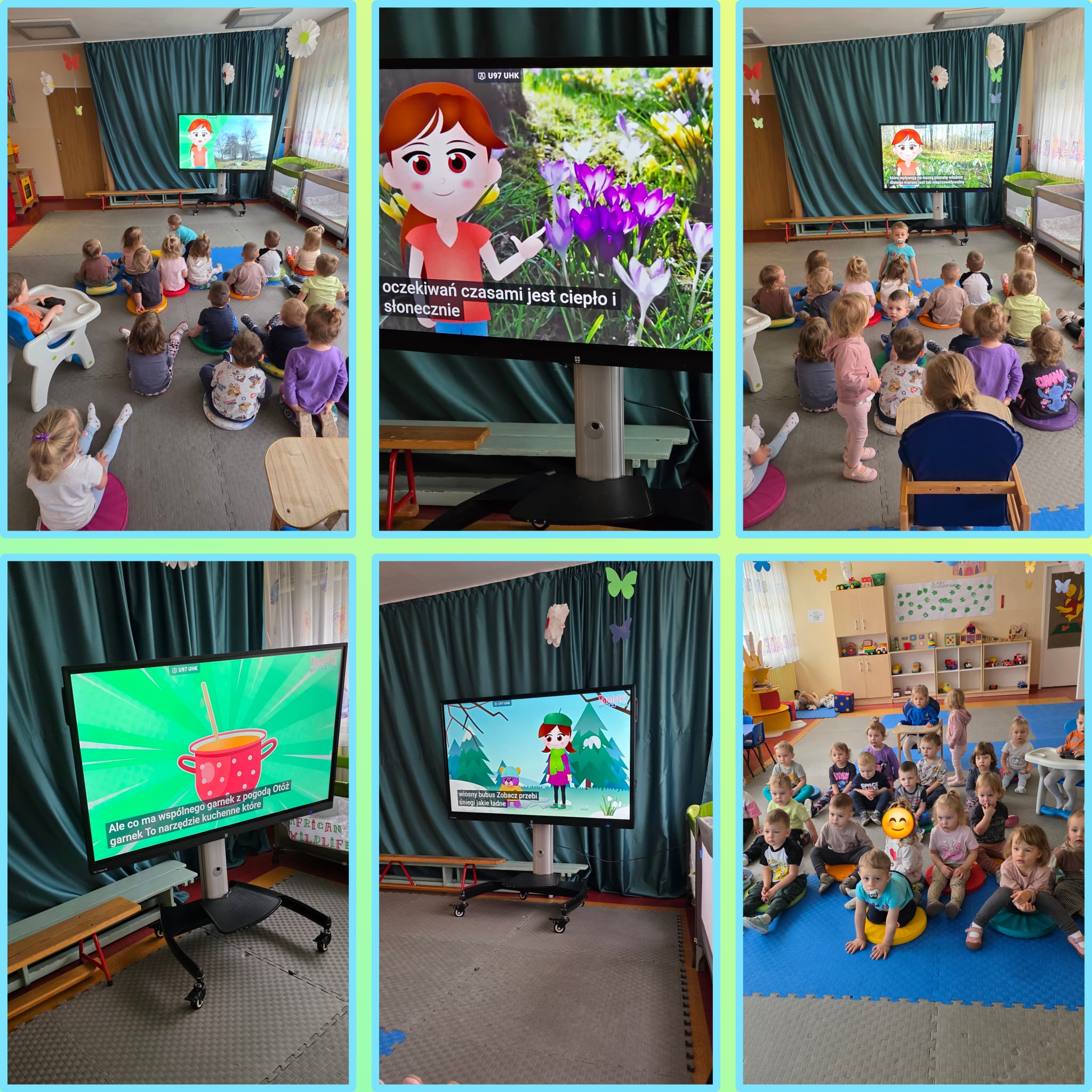 Dzieci oglądają film edukacyjny