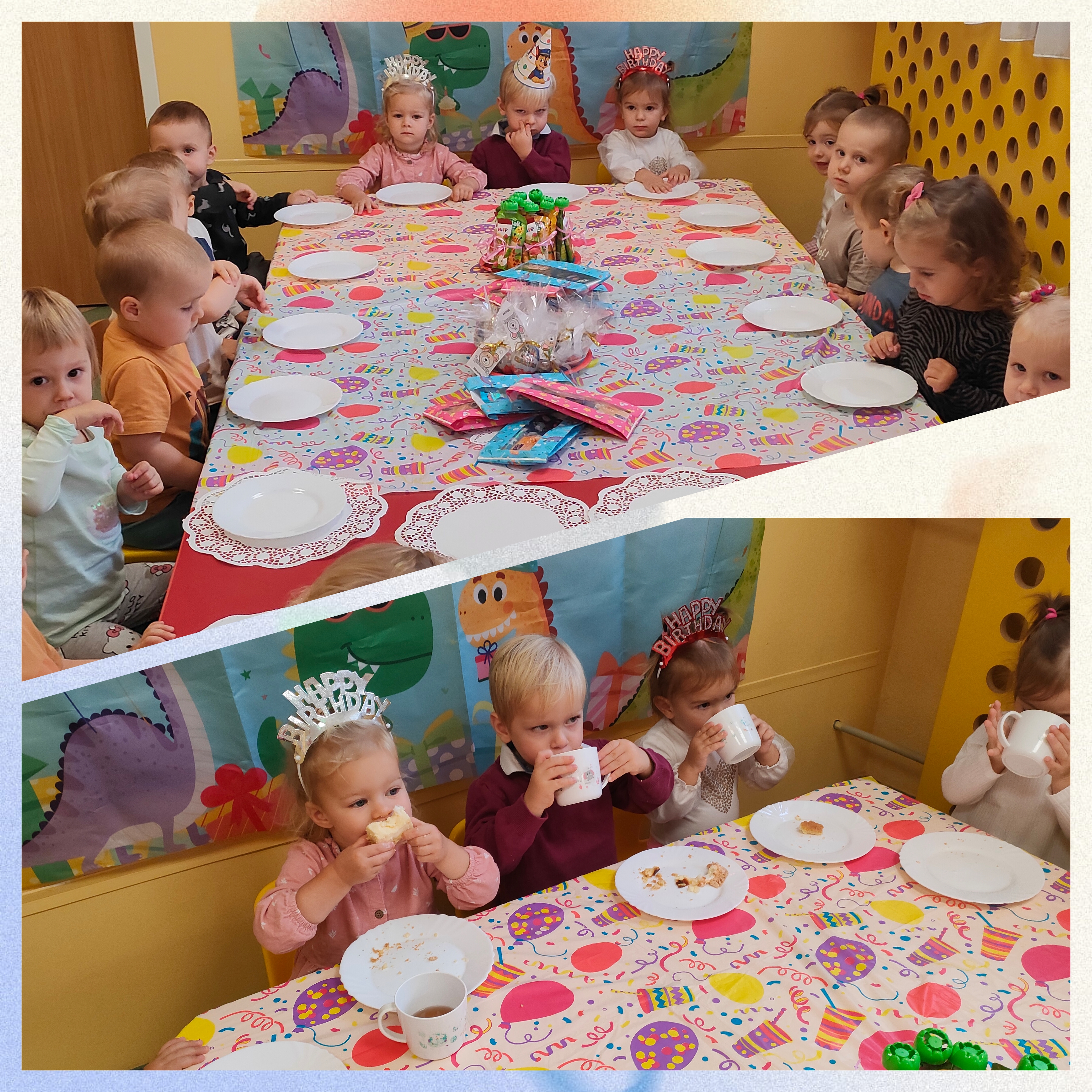 Dzieci przy stole urodzinowym