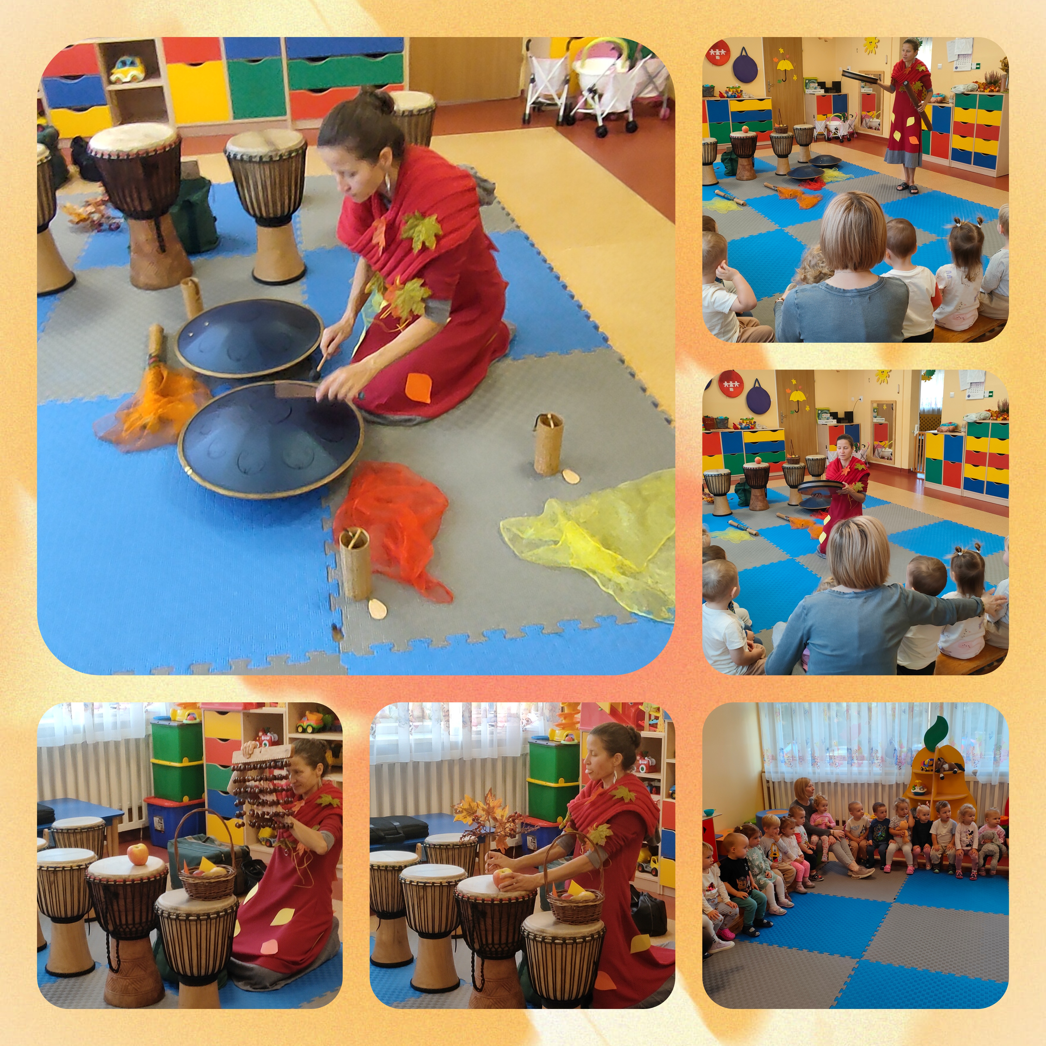 Dzieci słuchają gry na instrumentach w wykonaniu pani Dagmary