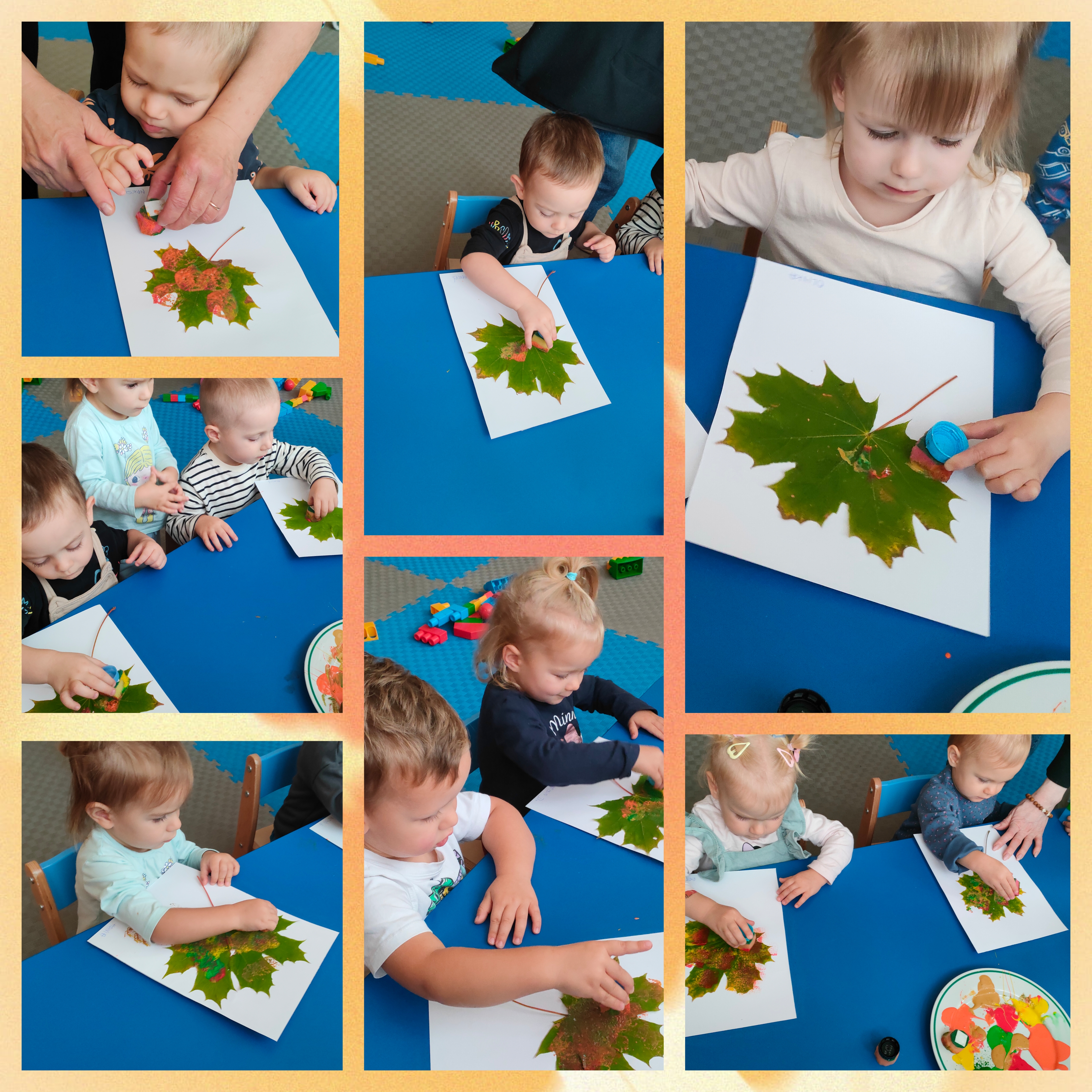 Dzieci malują liścia