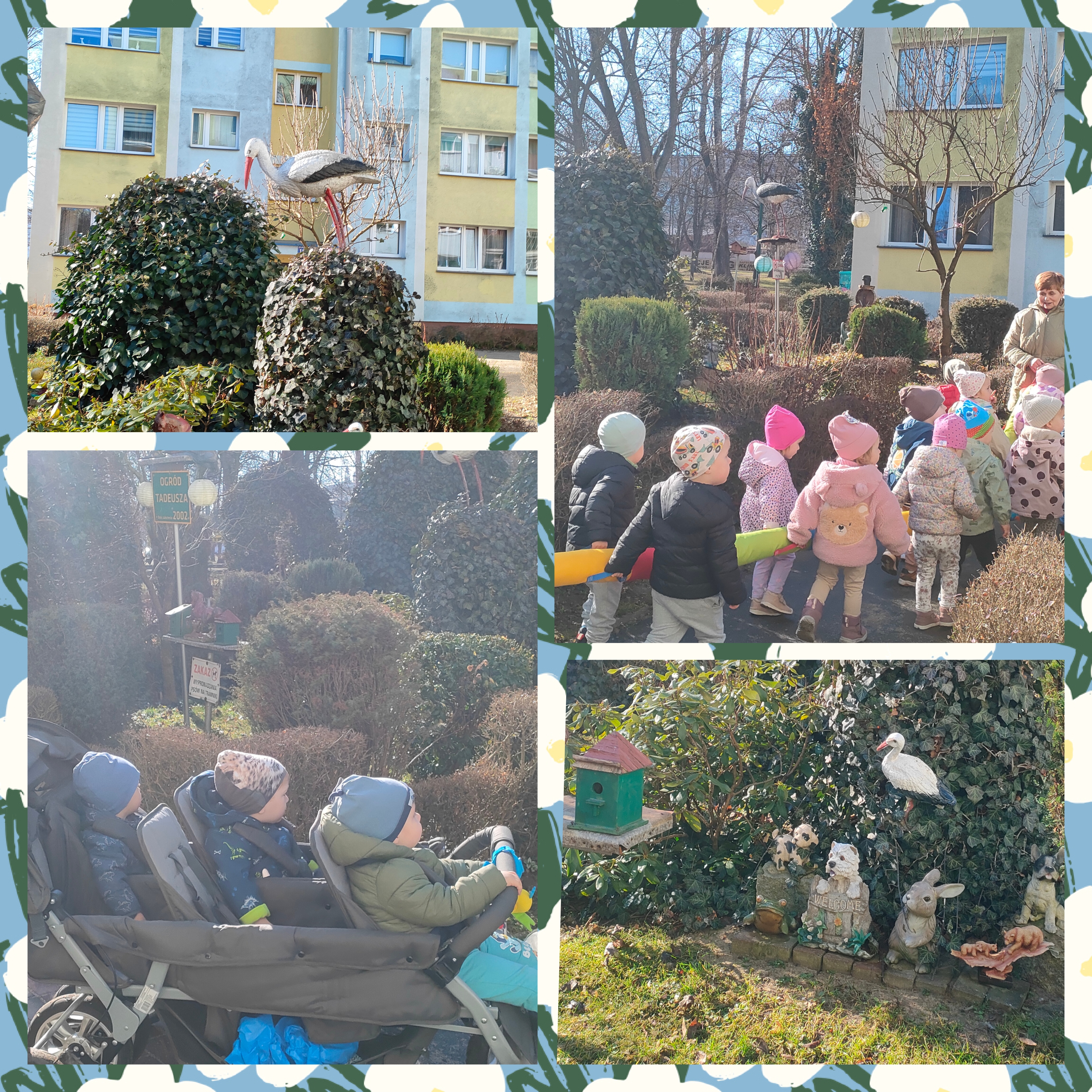 Dzieci obserwują zwierzątka w ogrodzie Pana Tadeusza na osiedlu Błękitnym