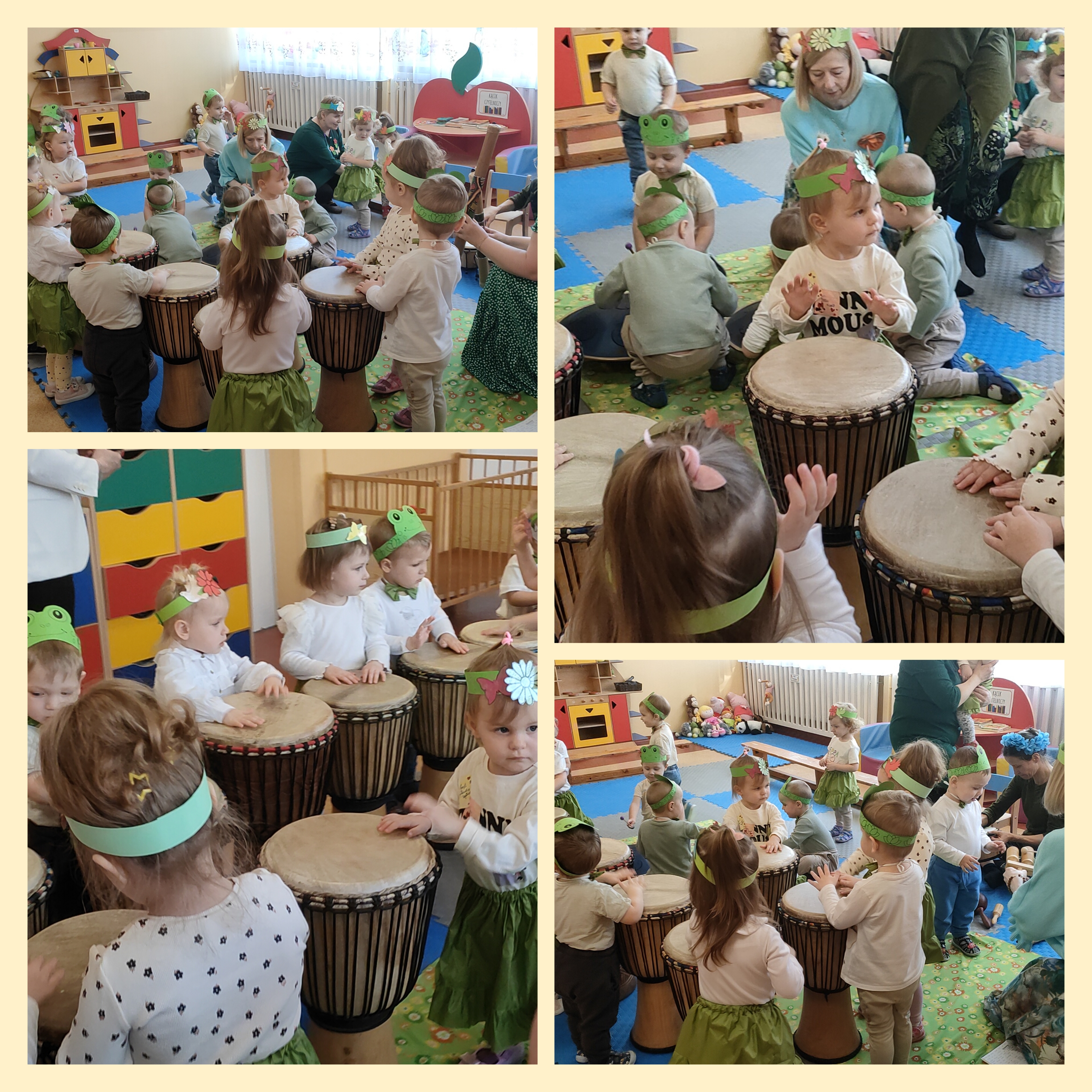 Dzieci grają na instrumentach wiosenne rytmy