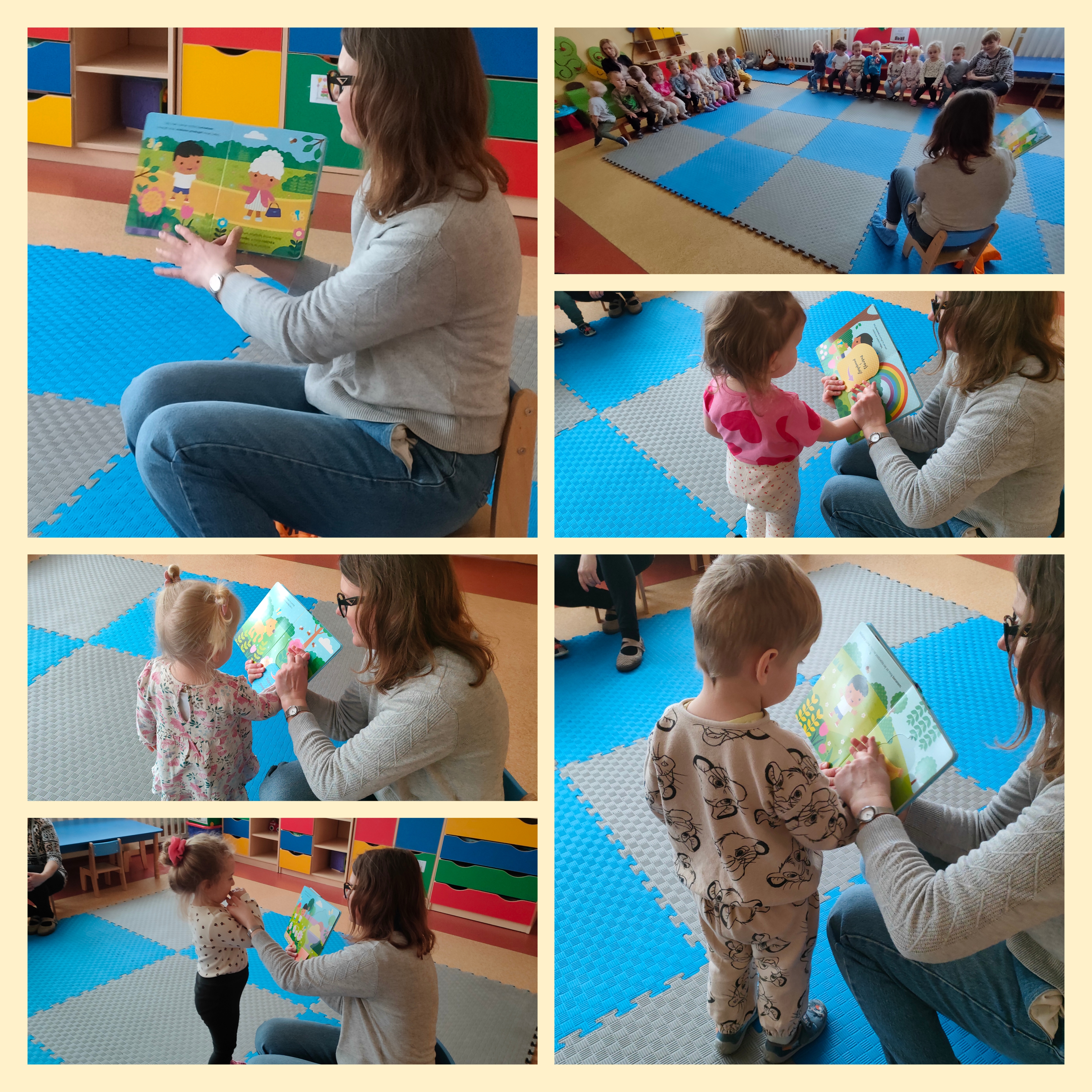 Dzieci słuchają bajeczek od pani Bibliotekarki