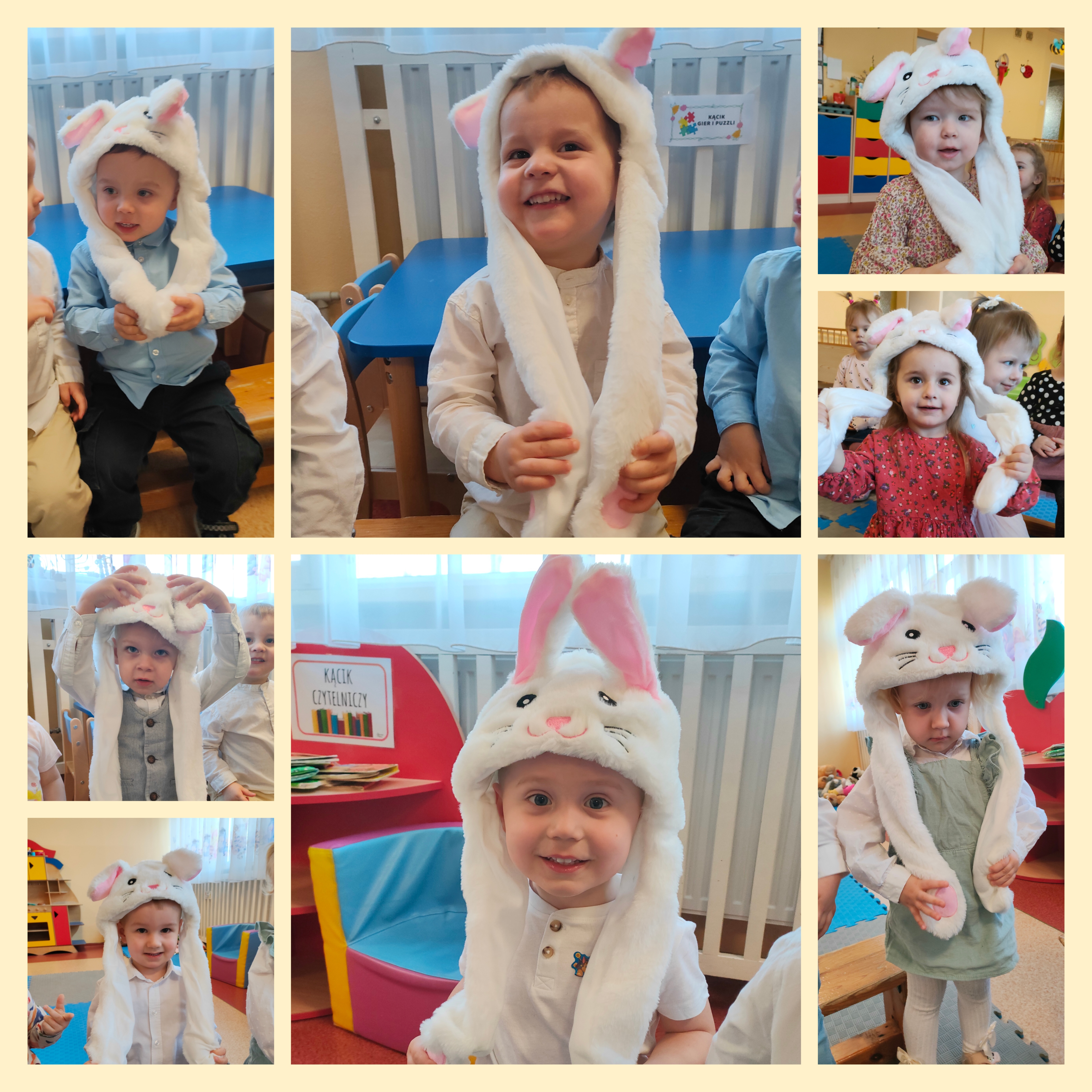 Dzieci w czapce królika