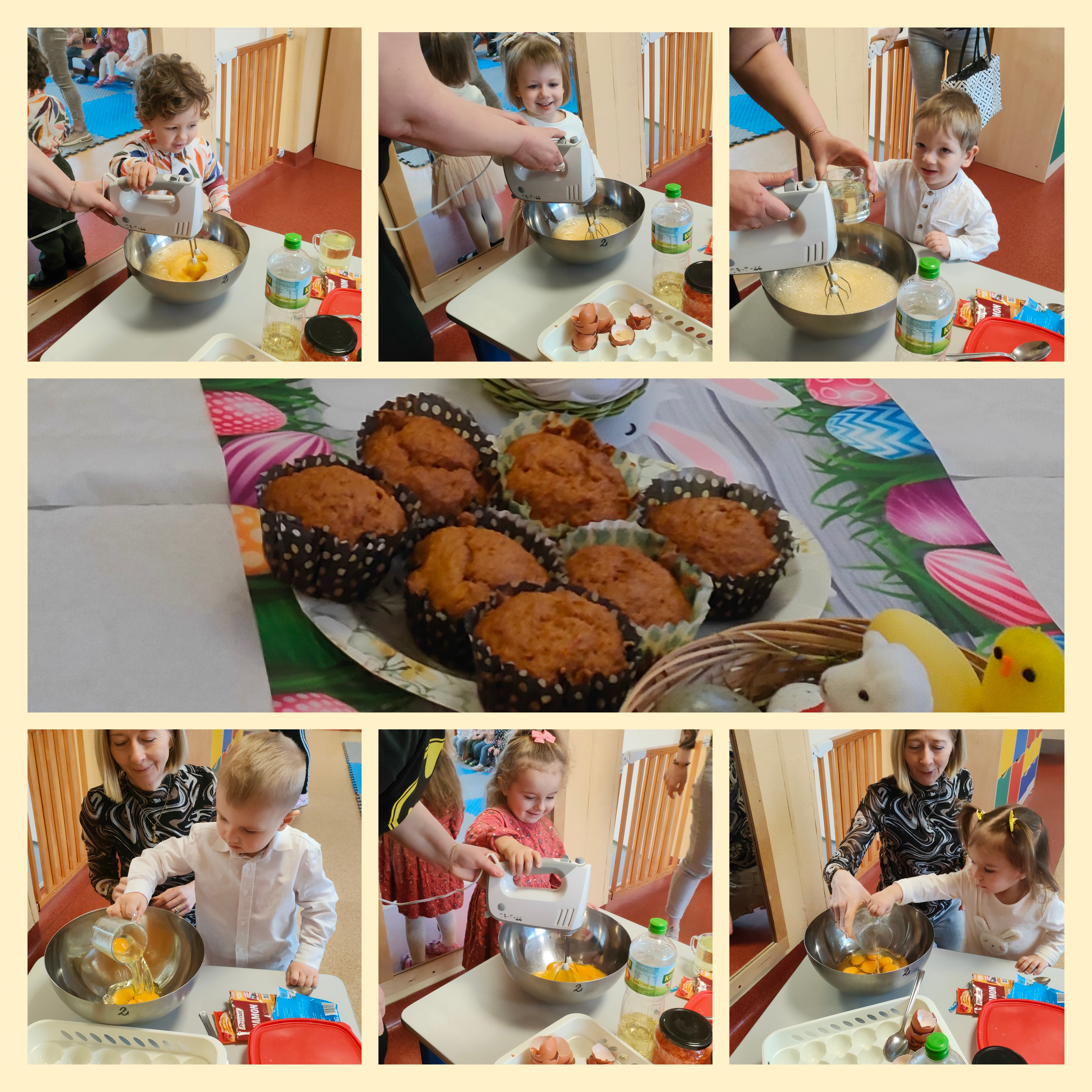 Dzieci biorą udział w warsztatach pieczenia babeczek