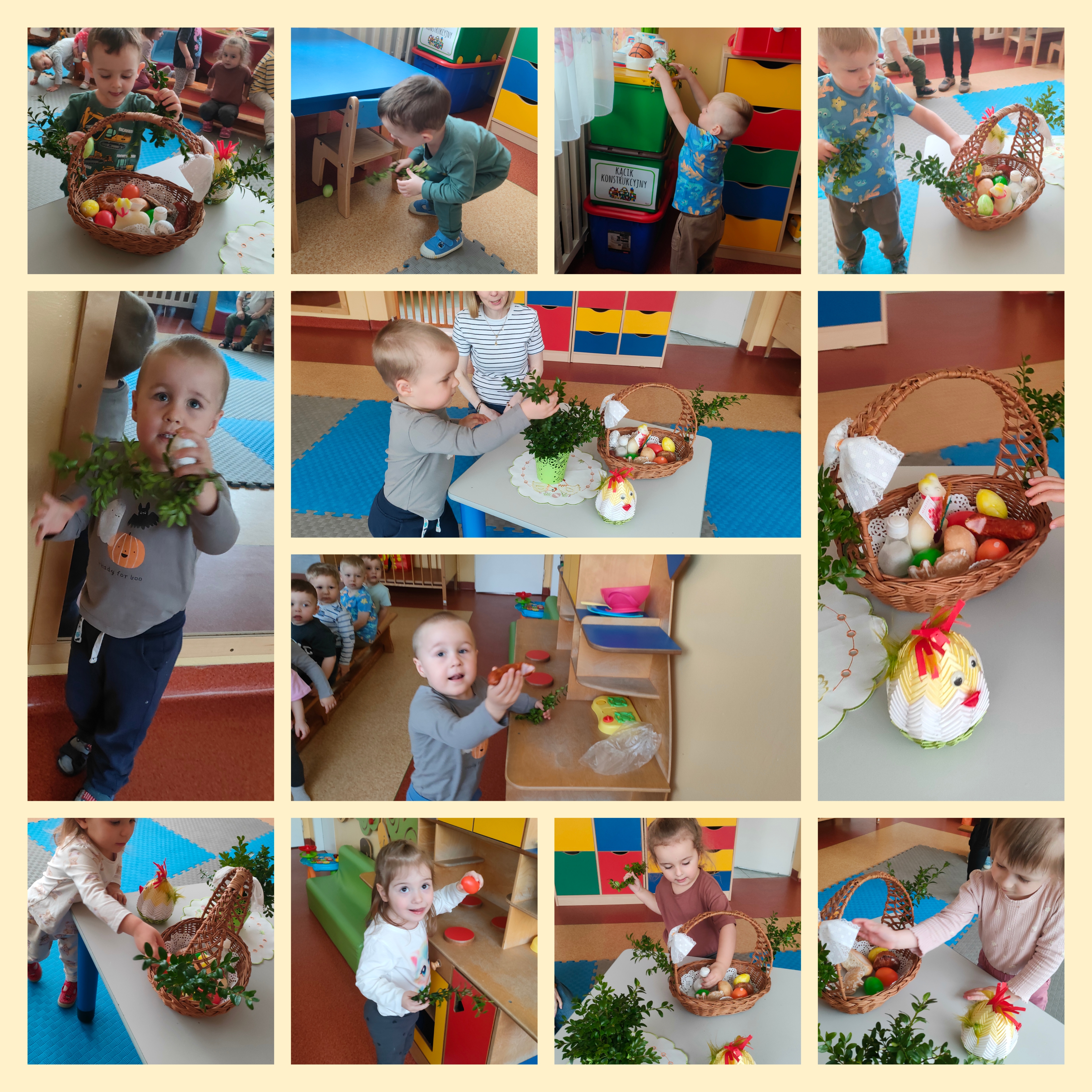 Dzieci przygotowują święconkę