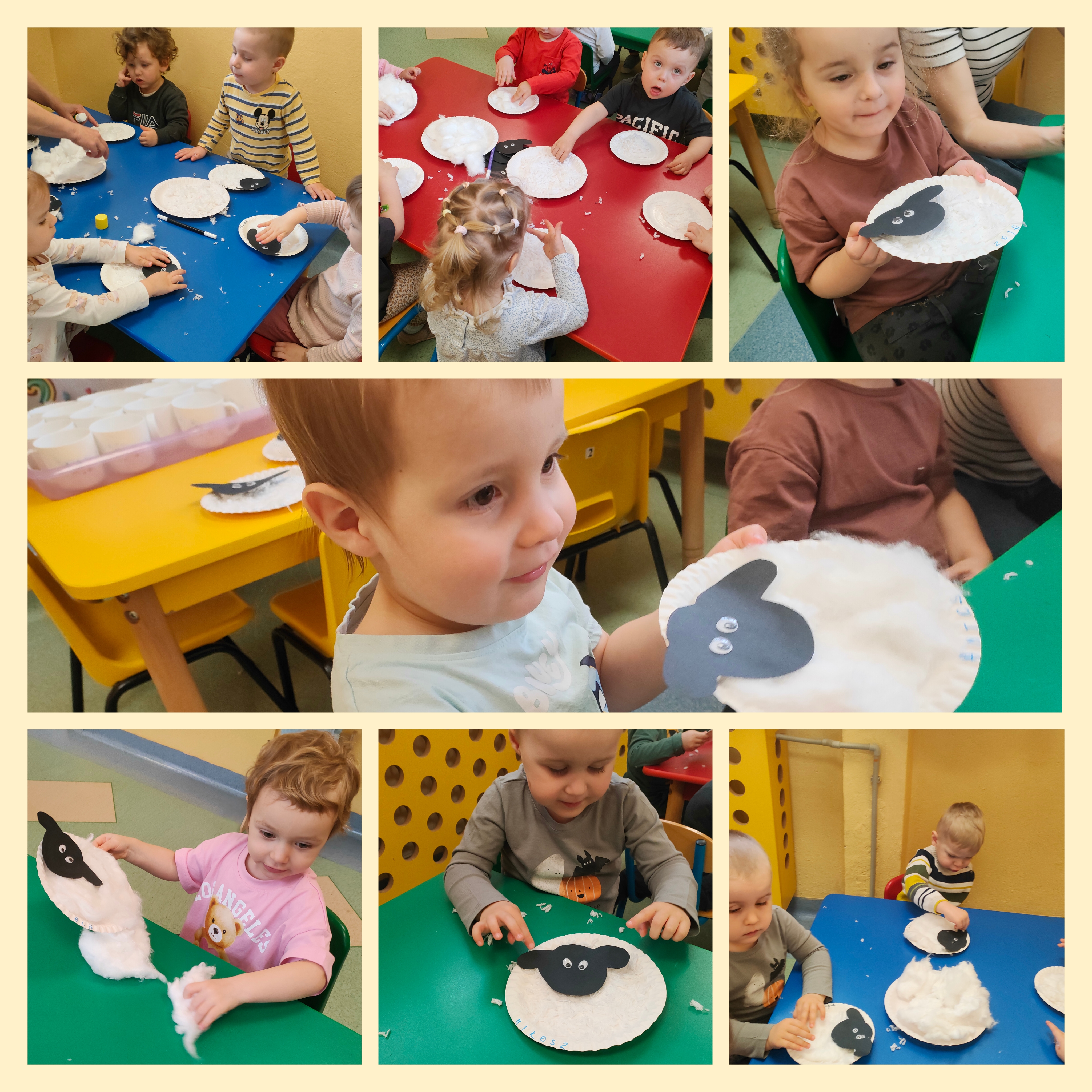 Dzieci wyklejają baranka