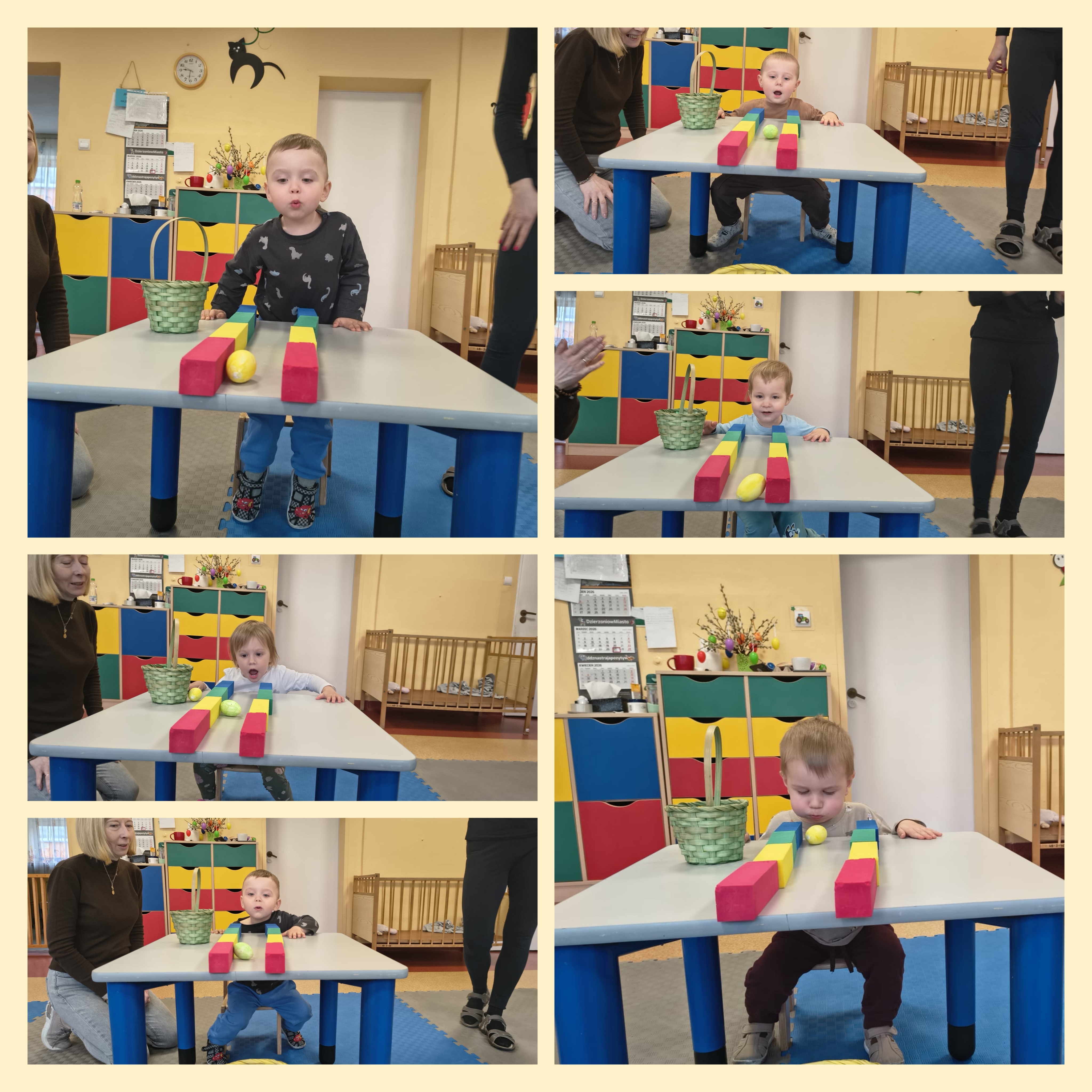 Dzieci dmuchają jajeczko