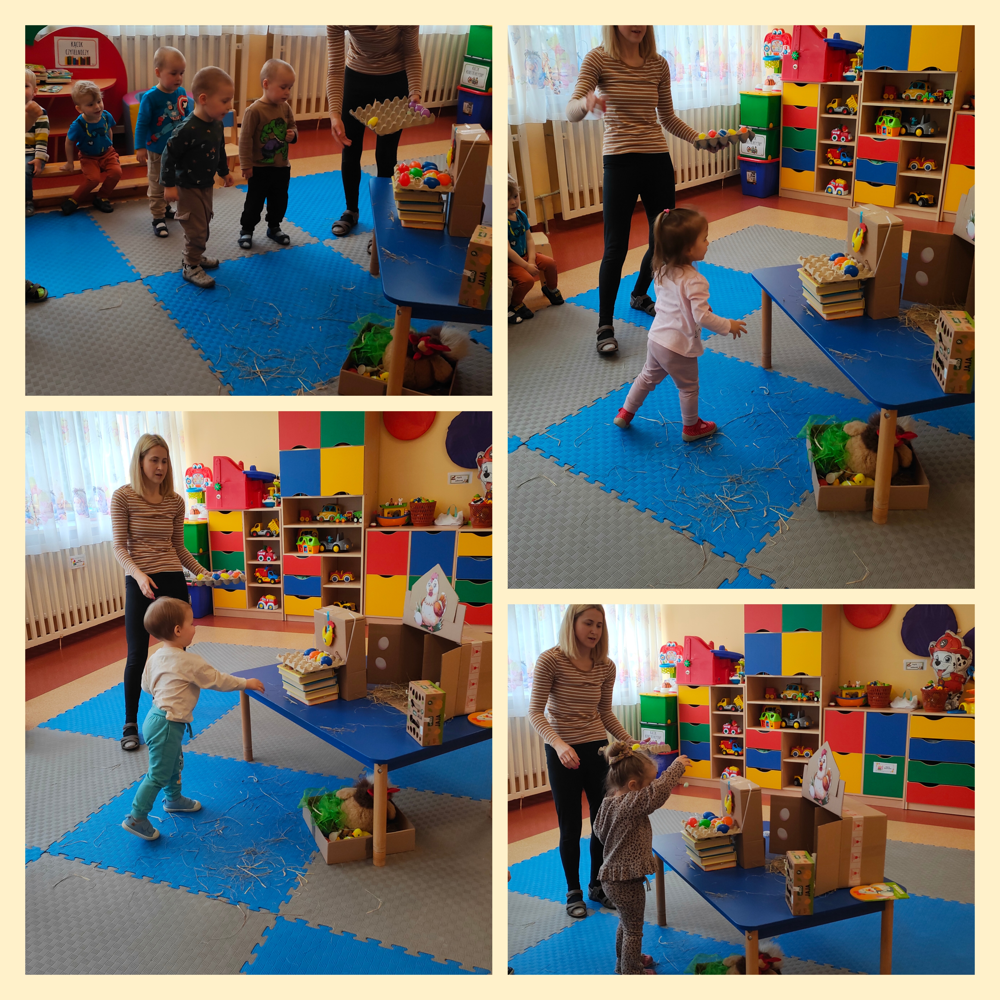 Dzieci trafiają plastikowym jajkiem do wytłaczanki